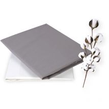 Drap housse 100% Coton 70x160, Lot 2 Drap blanc et Gris, matelas lit enfant