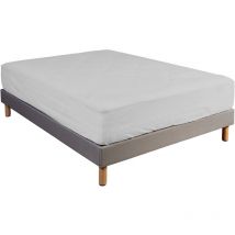 Drap housse 100% coton gris bonnet 40 cm 160x200