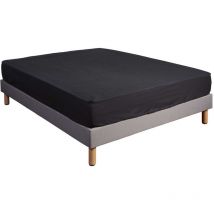 Drap housse 100% coton noir - bonnet 27 cm 130x190