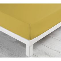 Drap Housse 100 % Coton - Lina - 90x190cm - jaune.