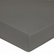 Drap housse 100% Satin de coton Peigné / 80 fils /cm² - Gris - 160 x 200 cm