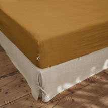 L'effet Papillon - Drap housse 140 x 190 cm en lin lavé SolineCaramel