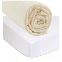 Drap housse 140x190 Écru + Alèse Coton Bio Imperméable