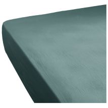 Drap housse 180x200x30 cm double gaze de coton bleu canard - pepa 4