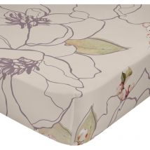 Drap housse 180x200x32 cm Pivoines blanches (Lit 180)