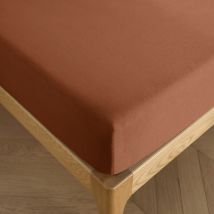Drap housse 200 x 200 cm bonnet 30 cm "Prémium" pour lit 2 places King Size - Prémium Paprika