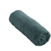 Drap housse 200 x 200 cm king size double gaze de coton Gaïa Bleu canard