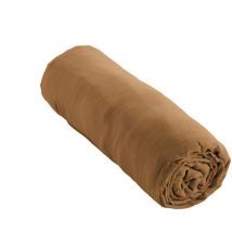 Drap housse 200 x 200 cm king size double gaze de coton Gaïa Camel
