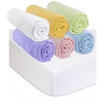 Drap housse 70x140 Bébé Coton (Lot de 6) + 2 Protèges matelas