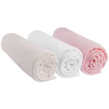 Drap housse 70x160 cm Bébé Rose Blanc Écru