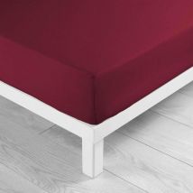 Drap housse - 180 x 200 cm - Grand bonnet - 57 fils - Uni Bordeaux - Bordeaux