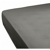 Drap housse 90 x 190 x 30 cm double gaze de coton gris - pepa 1