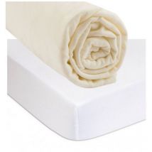 Drap housse 90x190 Ecru + Alèse Coton Bio Imperméable