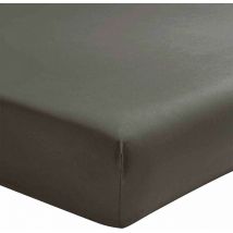 Drap housse Anthracite en percale de coton 80 fils 180 x 200 cm