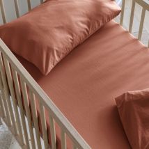 Drap housse bébé coton lavé Someo Terracotta 70x140