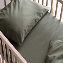 Drap housse bébé coton lavé Someo Kaki 70x140