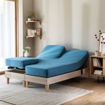 Drap housse bleu canard tpr jersey extensible 2x70x190