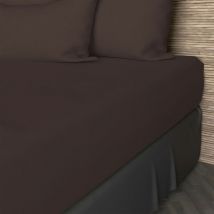 Drap housse en coton 57 fils 200x200 cm uni brun, par Soleil d'ocre