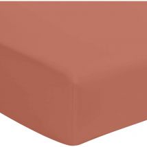Drap housse terracotta 100% coton bonnet 40 cm 180x200 cm