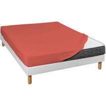 Drap housse jersey orange terracotta bonnet 30 cm 140x200