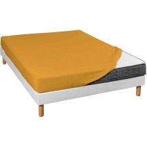 Drap housse jersey jaune moutarde bonnet 30 cm 80x200
