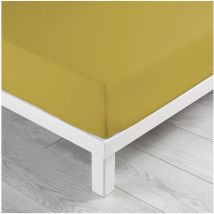 Drap housse coton lave 160 x 200 cm Lanette jaune