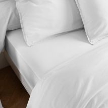 Drap housse coton lavé bonnet 30 cm Someo Blanc 120x190 - celeste