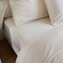 Drap housse coton lavé bonnet 40 cm - SOMEO Beige 140x190 - CELESTE