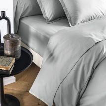 Drap housse coton percale bonnet 30 cm Gris 120x190 Someo morphee