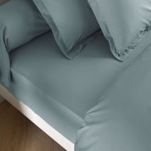 Drap housse coton percale bonnet 30 cm Bleu glacier 90x190 Someo morphee