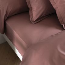 Drap housse coton percale bonnet 30 cm Bois de rose 180x200 Someo morphee