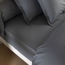 Drap housse coton percale bonnet 40 cm Anthracite 160x200 Someo morphee