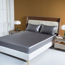 Drap-housse de couleur unie en soie avec sensation de fraîcheur estivale et protège-matelas en soie synthétique
