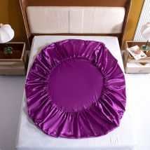 Drap-housse de couleur unie en soie avec sensation de fraîcheur estivale et protège-matelas en soie synthétique