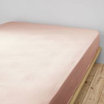 Drap housse double gaze de coton rose 90x190