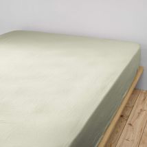 Drap housse double gaze de coton vert d'eau 160x200 cm