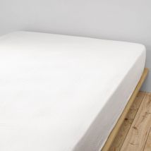 Drap housse double gaze de coton blanc 90x190