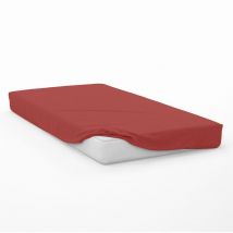 Drap housse en coton 57 fils 70x140 cm BEBE brique, par Soleil d'Ocre