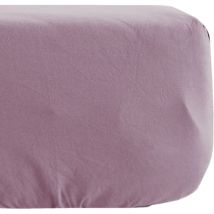 Drap housse couleur prune en percale de coton 80 fils 90 x 190