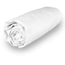 Drap housse en polycoton 160x200 cm PERCALE blanc, par Soleil d'ocre