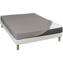 Drap housse gris jersey coton Lycra Tencel 200x200