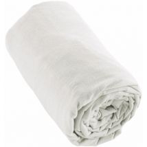 Drap housse flanelle coton 140x190 cm matelas épais Blanc Neige