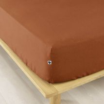 Drap housse flanelle orange 160x200 cm