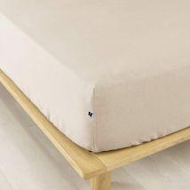 Drap housse flanelle beige 180x200 cm