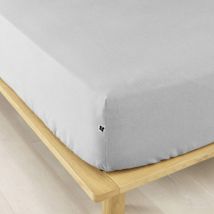 Drap housse flanelle gris 160x200 cm
