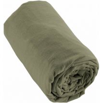 Drap housse flanelle kaki 160x200