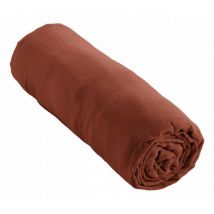 Drap housse "Gaïa" toutes dimensions "Gaze de Coton" - Couleur: Gaïa Terracotta - Taille de drap housse: 180 x 200 cm bonnet de 30 cm