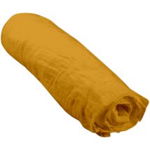 Drap housse gaze coton 70 x 140 cm tendance uni bebe jaune