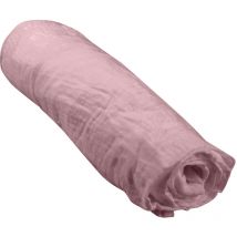 Drap housse gaze coton 70 x 140 cm tendance uni bebe rose
