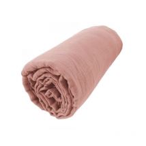 Drap housse gaze de coton 200 x 200 cm Gaia peche